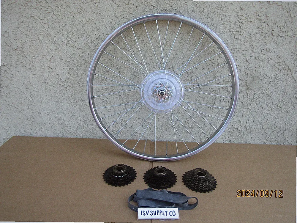 24'' REAR HEAVY DUTY SPOKES BICYCLE WHEEL, 5,6,or 7 speeds FOR MTB, CRUISER