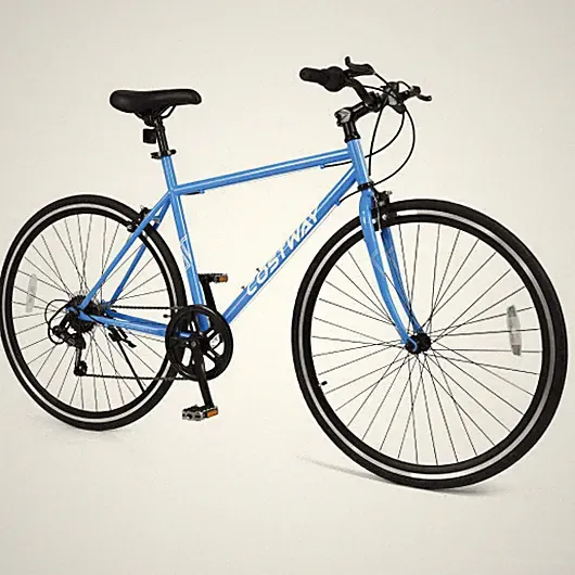 26 Inch Mountain Bike Adjustable with 6-Speed and All-terrain Rubber Wheels-Blue