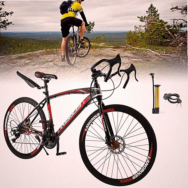 27 speed Road Bike Racing Bicycle 700C 26" Wheels Adult Black+Red E4 B9
