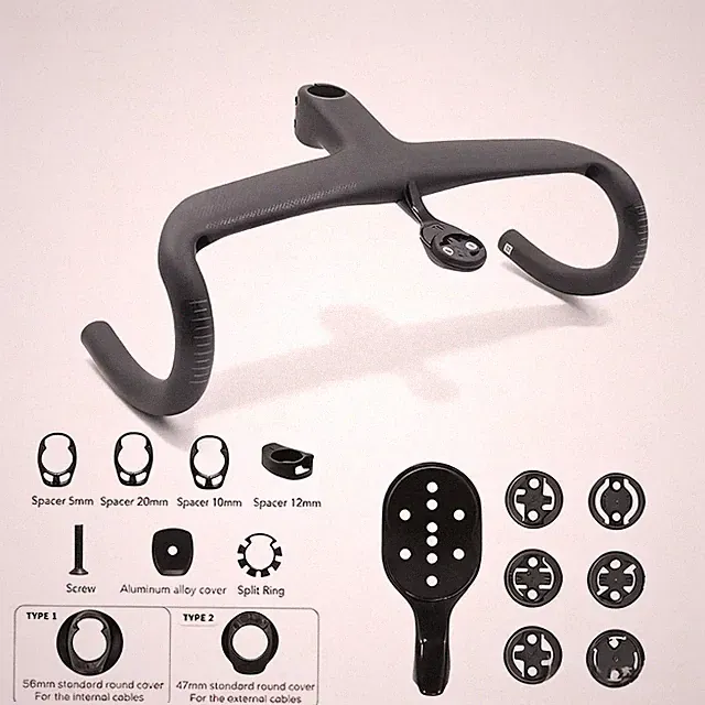 Carbon Road Bike Integrated Handlebar Cycling Cockpit with Internal Cable -6°