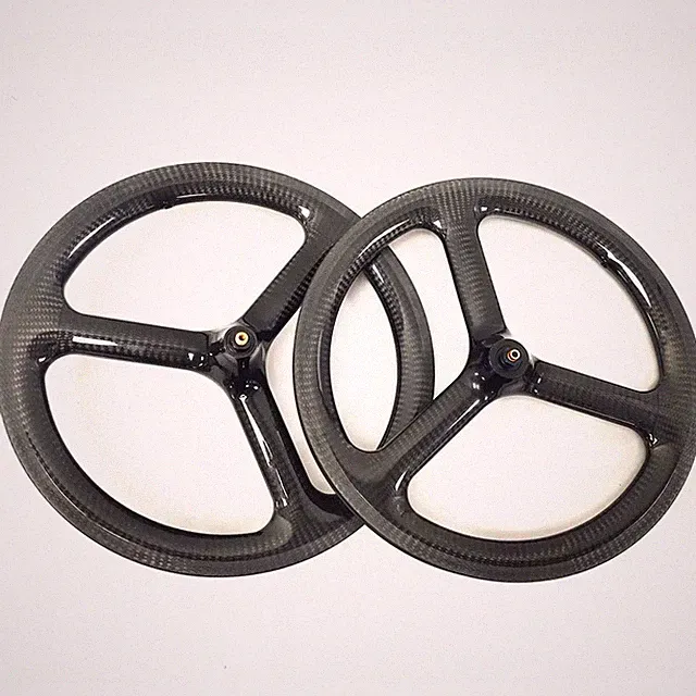 Full Carbon Fiber Road/Track/Fixed Gear Bike 3 Spokes Wheels V Brake 7 Speed