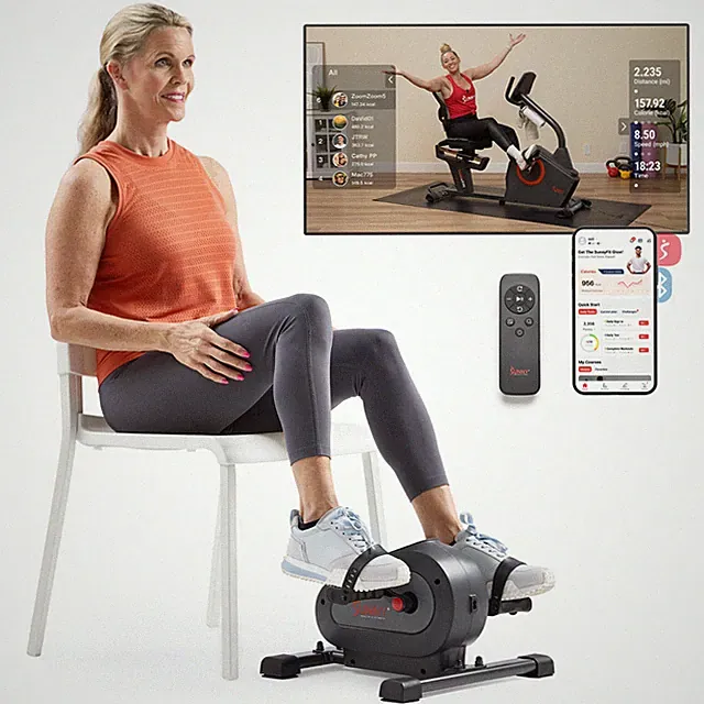 Sunny Health & Fitness Smart Motorized Mini Exercise Bike with 18 Speed Levels
